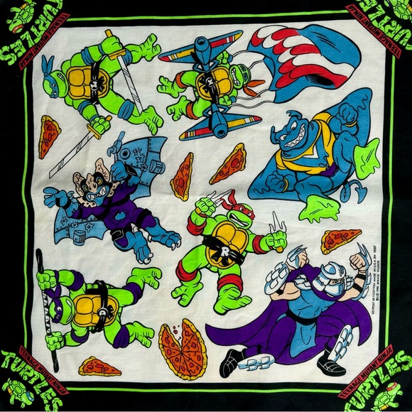 NWOT rare 1990 Studio Teenage Mutant Ninja Turtles handkerchief bandana - Picture 3 of 4